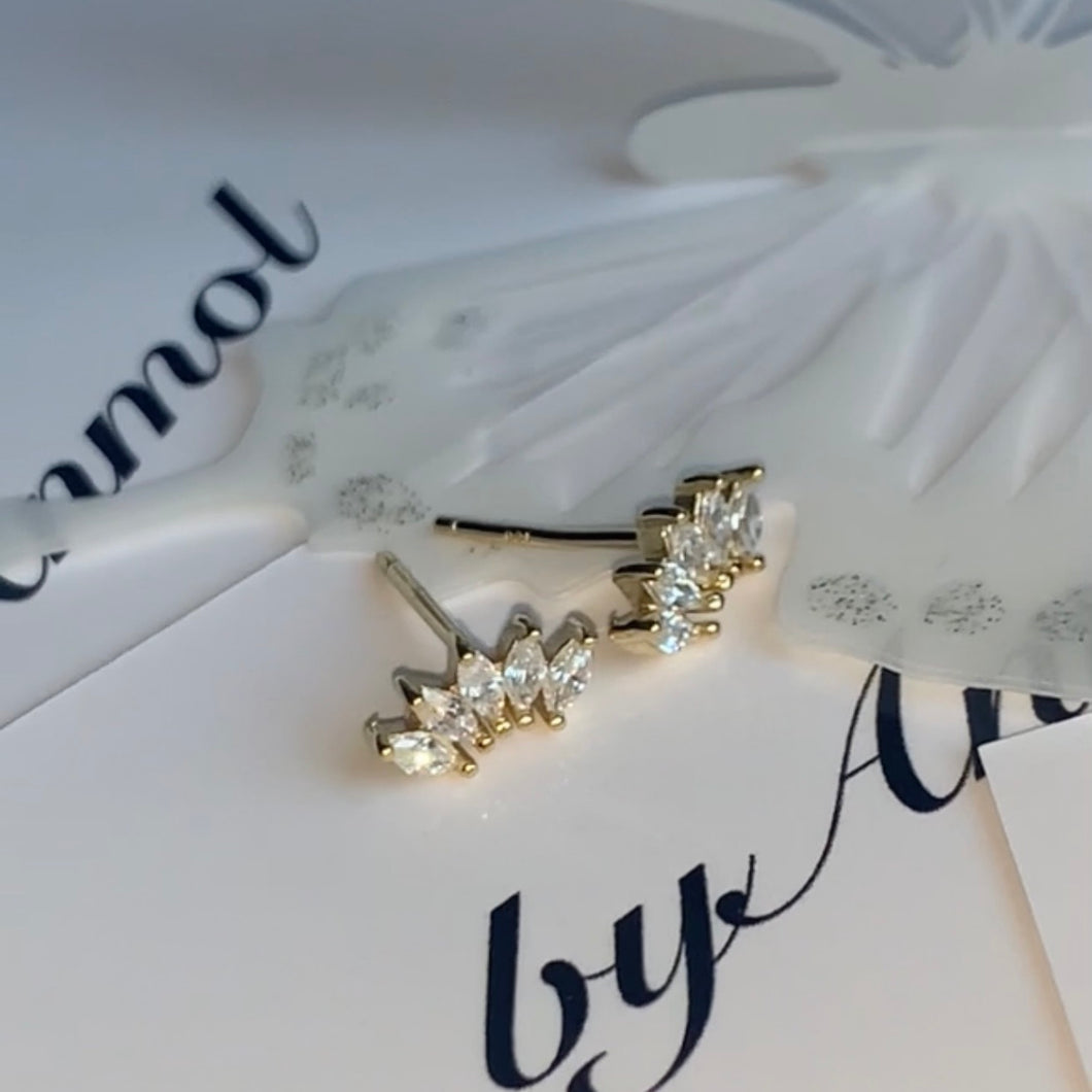 Sterling Silver Leaf Studs