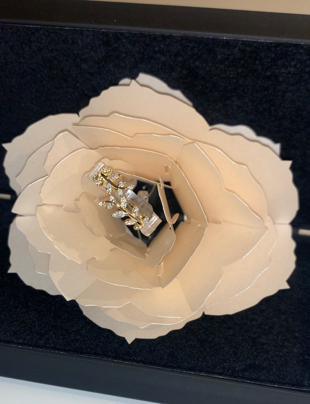 Blossoming White Rose Ring Box