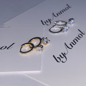 Sterling Silver Gem Huggies