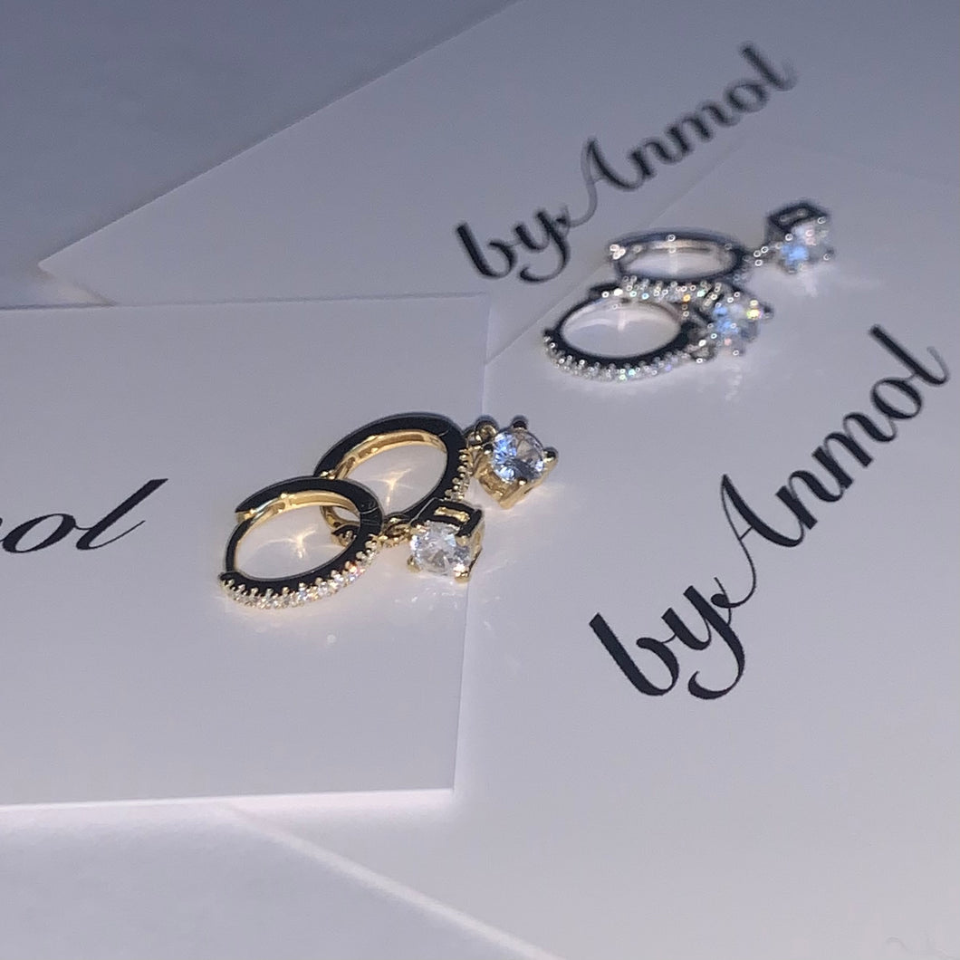 Sterling Silver Gem Huggies